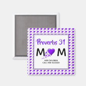 Aimant PROVERBS 31 MOM Coeurs pourpres Fête des mères (Recto/Verso)