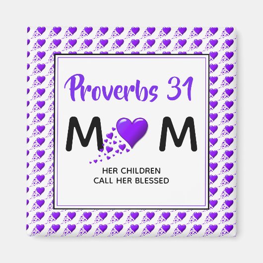 Aimant PROVERBS 31 MOM Coeurs pourpres Fête des mères (Devant)