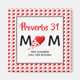 Aimant PROVERBS 31 MOM Coeurs rouges Fête des mères chrét