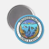 Aimant Providenciales Turks and Caicos Badge de plongée (Recto/Verso)