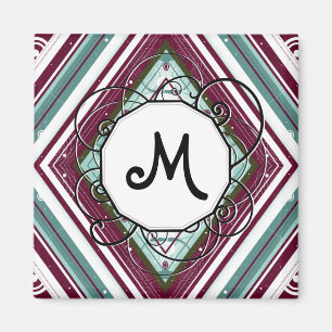 Aimant Prune et diamant de Teal Moderne-Rétro avec le mon