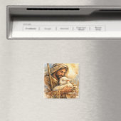 Aimant Psalm 23:1 Good Shepherd Square Ornament (In Situ (Lave-vaisselle))