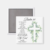 Aimant Psalm 91:1-2 Religious Cross Greenery Bible Verse (Recto/Verso)