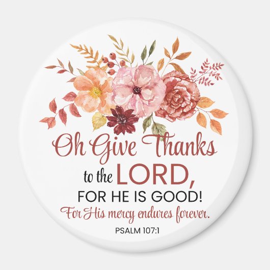 Aimant Psaume 107:1 Oh Remerciez le Seigneur Floral Fall (Devant)