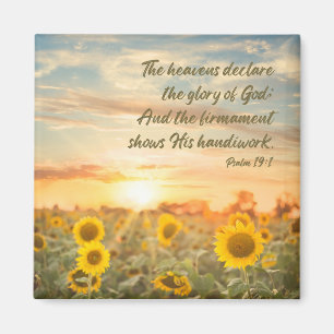 Aimant Psaume 19:1 NKJV Tournesol et lever de soleil Vers