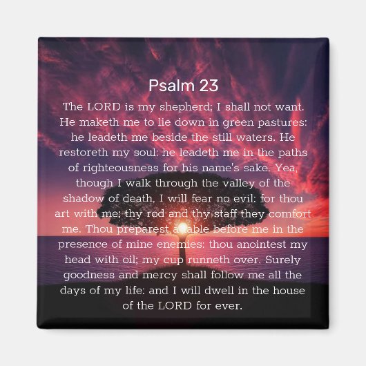 Aimant Psaume 23 Bible Verse Sunset Tree (Devant)