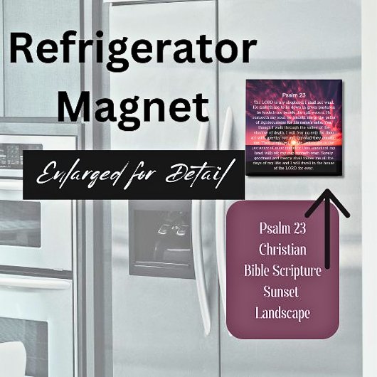 Aimant Psaume 23 Verset Biblique Coucher de Soleil Arbre