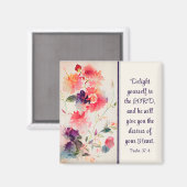 Aimant Psaume 37:4 Plaisir dans l'Eternel Floral (Recto/Verso)