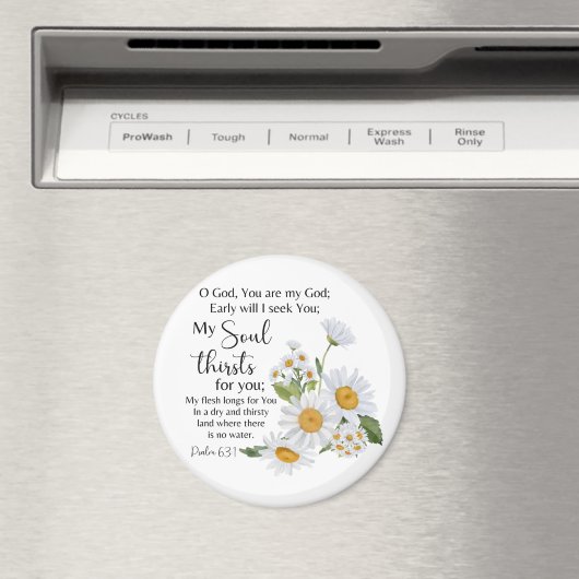 Aimant Psaume 63:1 Écriture Bible Chamomile Fleurs (In Situ (Lave-vaisselle))