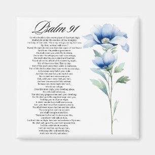 Aimant Psaume 91 Aquarelle Fleur Bleue Écritures Biblique