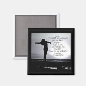 Aimant Psaume Seigneur est ma force Bible Citation Black  (Recto/Verso)