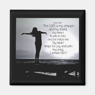 Aimant Psaume Seigneur est ma force Bible Citation Black