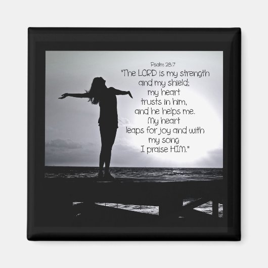 Aimant Psaume Seigneur est ma force Bible Citation Black (Devant)