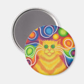 Aimant Psy-cat-delic fridge magnétique rond (Recto/Verso)