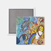 Aimant Psychédélique des années 60 rétro à la plage Vêtem (Recto/Verso)