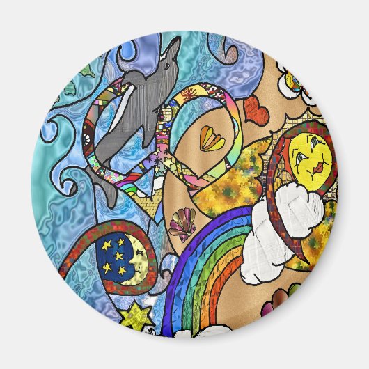 Aimant Psychédélique des années 60 rétro à la plage Vêtem (Devant)