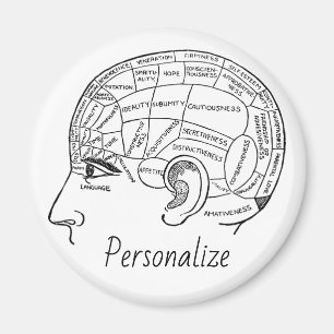 Aimant Psychologie vintage phréologie psychiatrie cerveau
