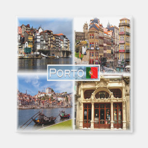 Aimant PT Ribeira - Une rue à Porto - le fleuve Douro -