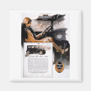 Aimant Publicité Chevrolet vintage avec femme
