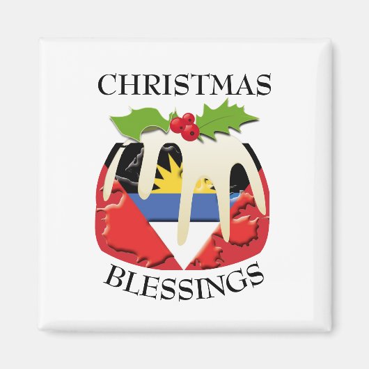 Aimant Pudding de Noël d'ANTIGUA (Devant)