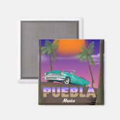 Aimant Puebla Mexique, affiche de vacances (Recto/Verso)