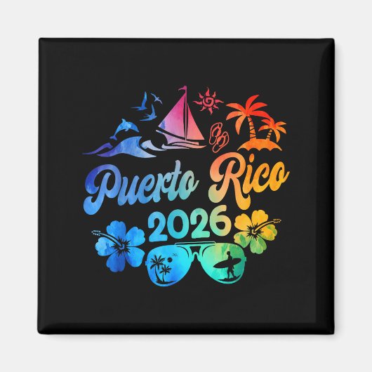 Aimant Puerto Rico 2026 Vacation Beach Tie Dye Trip Summe (Devant)