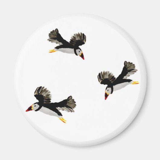 Aimant Puffins en vol Oiseaux côtiers Art (Devant)