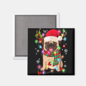 Aimant Pug Christmas Tree Lights Santa Dog Xmas Boys Pugm (Recto/Verso)