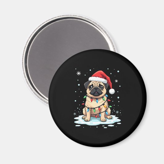 Aimant Pug Dog Christmas Men Women (2) (Recto/Verso)