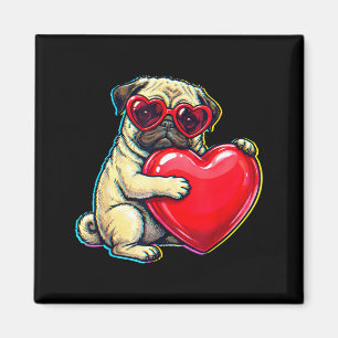 Aimant Pug vintage drôle jeunesse vie papa maman rétro ch