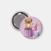 Aimant Puggle chiot en pot de peinture (Recto/Verso)
