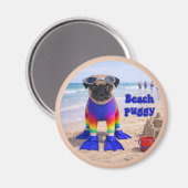 Aimant Puggy de la plage (Recto/Verso)