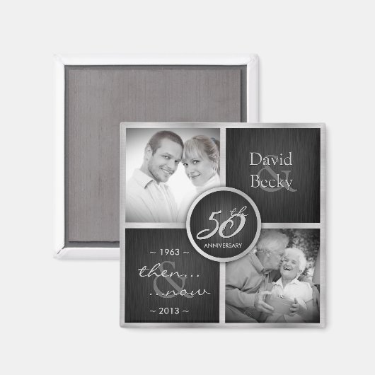 Aimant Puis & maintenant Black & Silver 50e anniversaire (Recto/Verso)