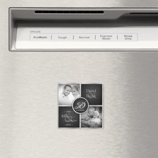 Aimant Puis & maintenant Black & Silver 50e anniversaire  (In Situ (Lave-vaisselle))