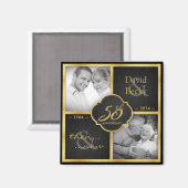 Aimant Puis & maintenant Elegant Black and Gold 50e Maria (Recto/Verso)