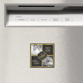 Aimant Puis & maintenant Elegant Black and Gold 50e Maria (In Situ (Lave-vaisselle))