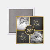 Aimant Puis & maintenant Elegant Black & Gold 10e Mariage (Recto/Verso)