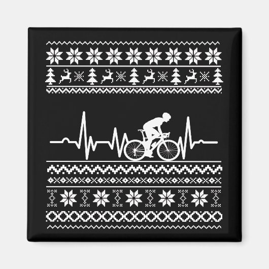 Aimant pull de Noël moche à vélo (Devant)