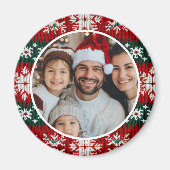Aimant Pull de Noël moche rouge et vert (Devant)