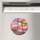 Aimant Pumpjack silhouette pastille Drapeau américain (In Situ (Lave-vaisselle))