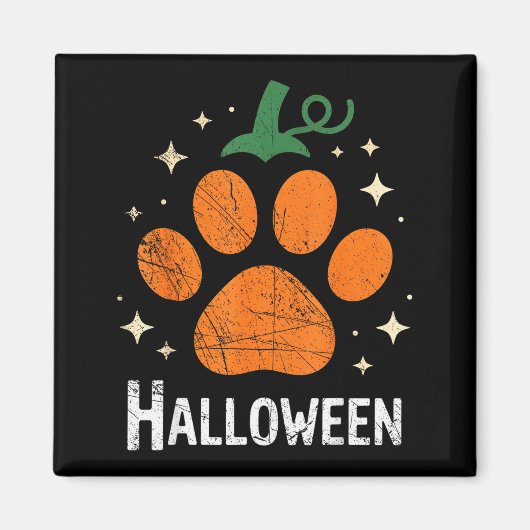 Aimant Pumpkin Dog Cat Paw Print Halloween Pet Lover (Devant)