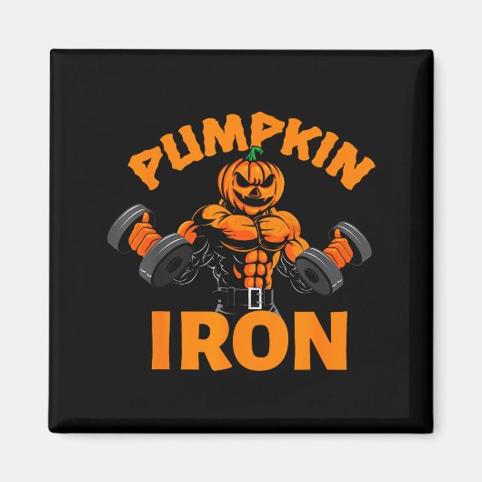 Aimant Pumpkin Iron Halloween Gym Workout Lifting Pun Fun (Devant)