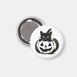 Aimant Pumpkin Peek – Design Halloween Chat Noir sur