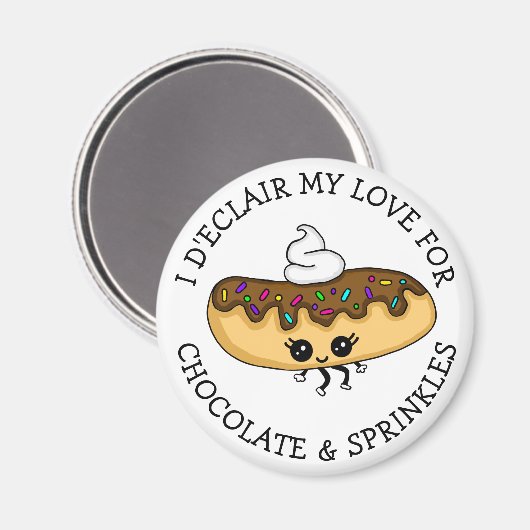 Aimant Pun de nourriture mignonne, Éclair au chocolat ave (Recto/Verso)