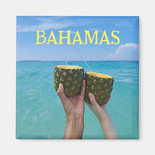 Aimant punch au rhum d'ananas sur la plage, Bahamas (Devant)
