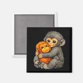 Aimant Punch monkey funny cute baby animal hugging plush  (Recto/Verso)