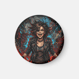 Aimant Punk Chaos Fille Explosion Art Grunge Rebelle Fe