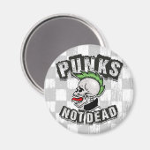 Aimant Punks pas mort crâne Mohawk Punk Rock Rocker (Recto/Verso)