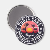 Aimant Punta Cana Dominicaine Palm Tree Retro Sunset (Recto/Verso)
