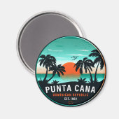 Aimant Punta Cana Dominicaine Palm Tree Retro Sunset 60s (Recto/Verso)